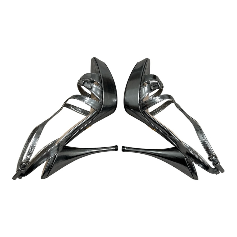 Prada Metallic Silver Platform Strappy Heels - Picture 4 of 9